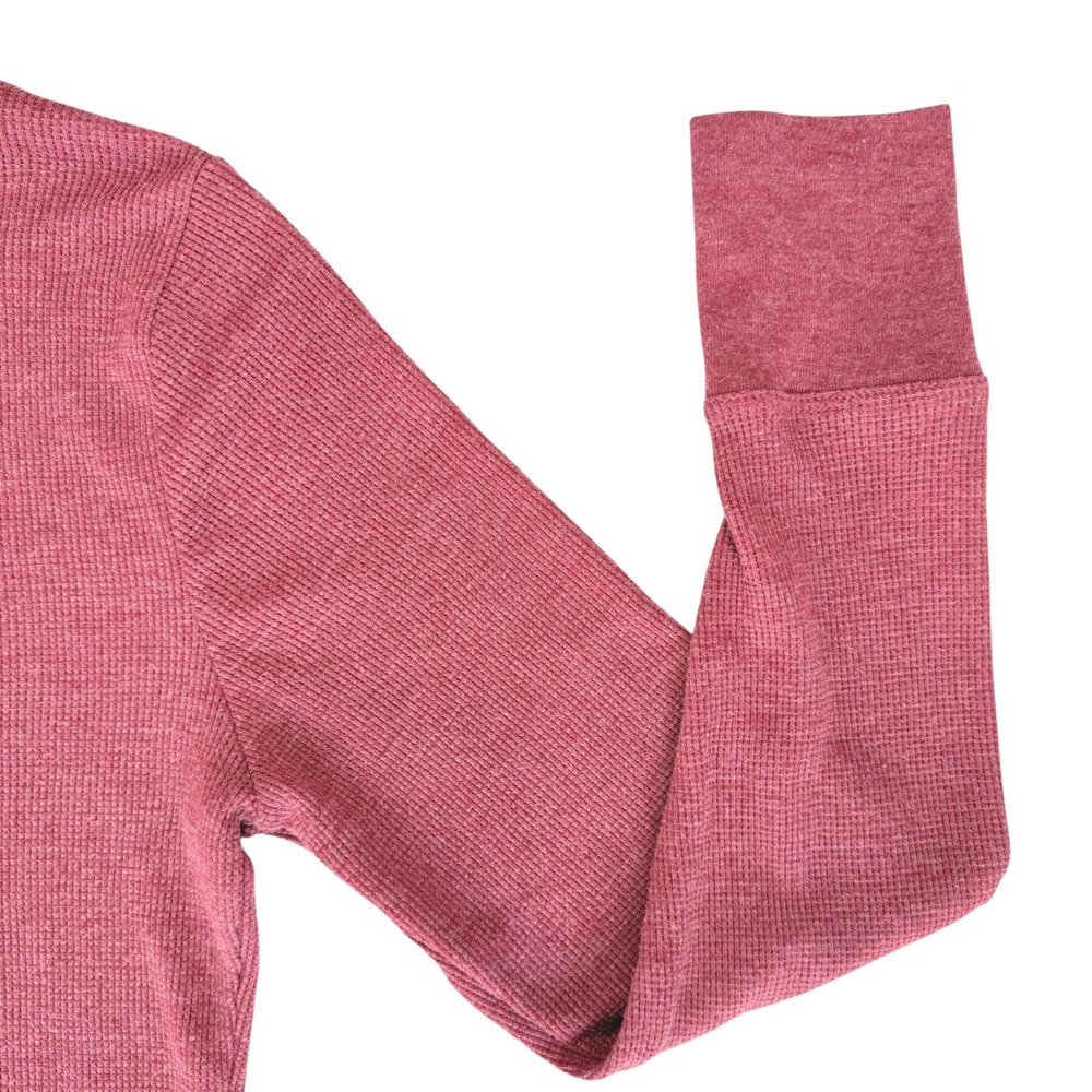 Womens Thermal Henley Bella Shirt Medium Heather Red Casual Layer Y2K Grunge - Picture 9 of 12